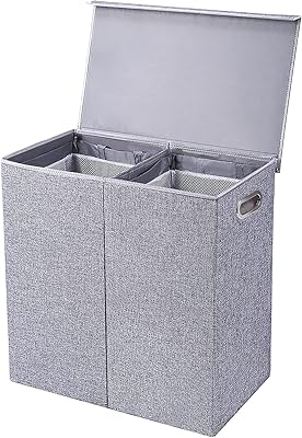 Panier à linge double de luxe avec couvercle et doublures amovibles. DIAYTAR COTE D'IVOIRE, la boutique en ligne la plus populaire de Côte d'Ivoire, offre une expérience de shopping unique avec des prix compétitifs et des promotions régulières. Avec une gamme de produits très variée, vous pouvez facilement trouver ce que vous cherchez, que ce soit pour vous-même ou pour offrir un cadeau. DIAYTAR COTE D'IVOIRE est le lieu idéal pour faire vos achats en ligne.