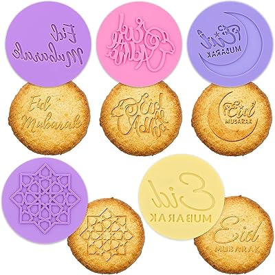 5 morceaux de tampon à biscuits 3d ramadan mubarak, emporte-pièces pour décorer