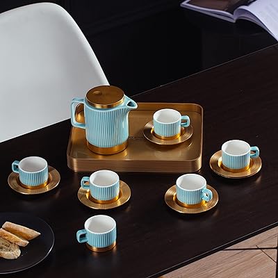 Un ensemble de tasses à café (90 cc = 90 ml) et soucoupes en porcelaine va + plateau en verre + 1 cafetière pour 6 personnes. Grâce à son système de paiement sécurisé et à ses options de livraison rapides, DIAYTAR COTE D'IVOIRE offre une expérience d'achat en ligne sans contrainte. Les clients peuvent naviguer facilement à travers les différentes catégories de produits, lire les avis d'autres clients et profiter d'un service client réactif. C'est la destination idéale pour faire du shopping en ligne en toute confiance.
