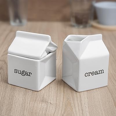 Ensemble sucrier et crémier en céramique, carton de lait blanc et sucrier