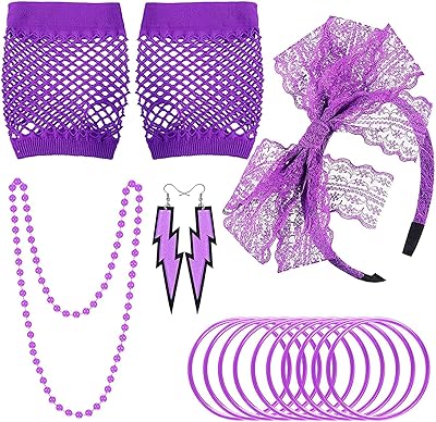 Boucles d'oreilles bandeau fantaisie en dentelle des années 80, gants en maille sans doigts, costume pour fête des années 80 (violet). DIAYTAR COTE D'IVOIRE est une boutique en ligne qui se distingue par son offre impressionnante de plus de 300 000 produits. Elle propose une expérience d'achat en ligne fluide et sécurisée, avec des options de paiement variées et des délais de livraison rapides. La boutique en ligne est devenue un leader du commerce électronique en Côte d'Ivoire en raison de sa grande sélection de produits et de son engagement envers la satisfaction client.