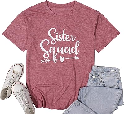 Lotucy sister t-shirt pour femme funny sister squad besties t-shirt meilleurs amis bff