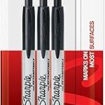 Marqueurs permanents rétractables sharpie pointe fine noir 3 pièces