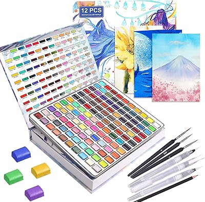 Ensemble de 120 peintures aquarelles professionnelles dans une boîte portable avec emballage cadeau