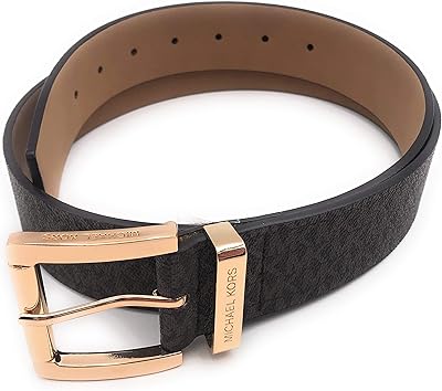 Ceinture en similicuir au design mk moderne avec boucle carrée pour femme, marron