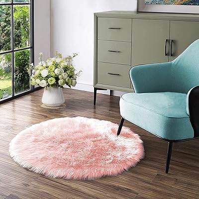 Tapis rond en fourrure pour chambre à coucher tapis moelleux d'enfant