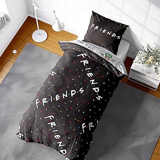 Housse de couette simple avec logo friends - parure de lit réversible sous