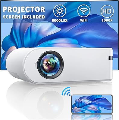 Mini projecteur wifi portable yapair 6000 lumens 1080p fhd [écran d'affichage inclus] home