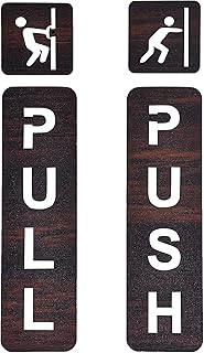 Glnrm panneau de porte push-pull en bois avec dos adhésif de couleur marron