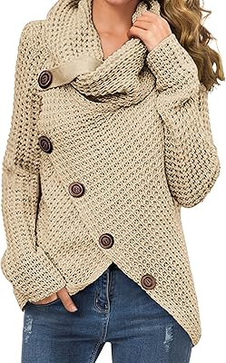 Pull chaud d'hiver à col roulé pour femme, tricot épais avec ourlet asymétrique et boutons, plusieurs couleurs. DIAYTAR COTE D'IVOIRE est une boutique en ligne qui propose des produits de qualité à des prix compétitifs. La boutique est équipée d'un système de gestion de stock pour assurer la disponibilité des produits et propose des promotions et des réductions régulières pour fidéliser ses clients. La boutique en ligne est accessible 24h/24 et 7j/7 pour permettre aux clients de faire des achats à tout moment.