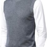 Pull tricoté sans manches à col en v pour hommes, coupe ajustée, gilet
