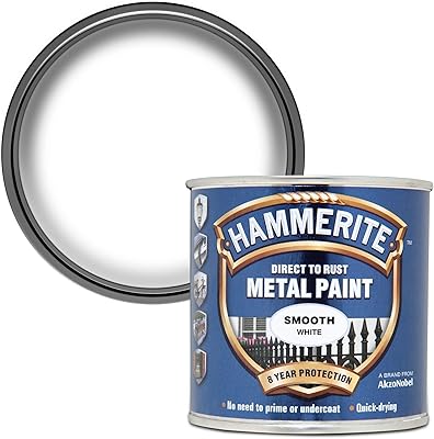 Peinture métallisée hammerite direct to rust, blanc doux, 250 ml (paquet de 1)