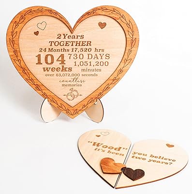 Cadeaux de 2e anniversaire en bois stuffinity pour elle et lui