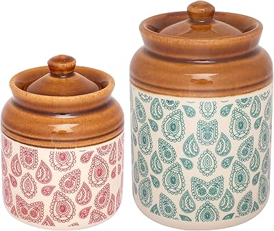 Lot de 2 pots en céramique eek do dhai paisley, multicolore