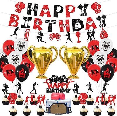 Décorations de fête d'anniversaire de boxe kaifan bannière et décoration de gâteau