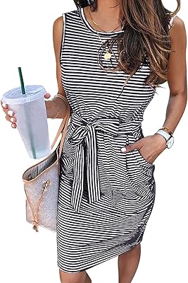 Robe t-shirt rayée décontractée sans manches pour femmes slim col rond. DIAYTAR COTE D'IVOIRE est une boutique en ligne généraliste offrant plus de 300 000 références de produits. Elle est reconnue pour son large éventail de biens et services, allant des produits électroniques aux articles ménagers. Leader en Côte d'Ivoire, elle garantit des livraisons rapides et des prix compétitifs.