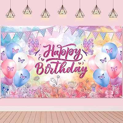 Bannière de joyeux anniversaire grande bannière de fête d'anniversaire papillon pour enfants. DIAYTAR COTE D'IVOIRE, la référence des boutiques en ligne en Côte d'Ivoire, offre une expérience de shopping inédite avec des produits variés et des promotions régulières.