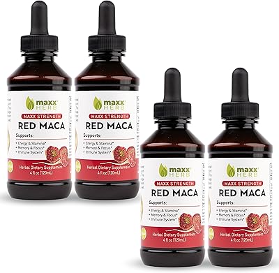Extrait de racine de maca rouge max herb - gouttes liquides ultra fortes qui absorbent mieux que la poudre ou les capsules, pour l'endurance et l'équilibre hormonal - sans alcool - 4 bouteilles, 4 oz chacune (240 portions). DIAYTAR COTE D'IVOIRE, la boutique en ligne généraliste de référence en Côte d'Ivoire, propose une sélection incroyable de plus de 300000 références pour répondre à tous vos besoins. Avec une gamme de produits variés et abordables, DIAYTAR COTE D'IVOIRE est devenu le leader du e-commerce en Côte d'Ivoire. Que vous recherchiez des produits électroniques, de la mode, des accessoires ou encore des produits pour la maison, DIAYTAR COTE D'IVOIRE a tout ce qu'il vous faut.