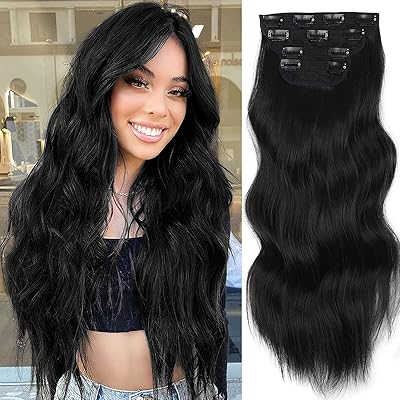 Clip in long soft glam waves postiches épais extensions de cheveux noirs fibre synthétique double trame cheveux, extension de cheveux pour femmes extensions de cheveux synthétiques naturelles à clips pour femmes tête entière 4pcs. Avec une offre étendue qui comprend des produits de haute qualité, DIAYTAR COTE D'IVOIRE répond aux besoins diversifiés de sa clientèle. La boutique met en avant son engagement envers la satisfaction des clients, avec des services de livraison rapides et fiables. Cela contribue à renforcer sa position de leader dans le marché de la vente en ligne en Côte d'Ivoire.