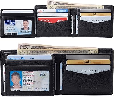 Porte-cartes d'identité en cuir à deux volets alpine swiss pour hommes