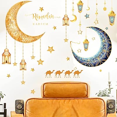 Autocollants de décoration murale paradmas ramadan, autocollants muraux musulmans islamiques, décor de ramadan eid mubarak, lune et étoile pour décorations de salon, chambre à coucher, papier peint. DIAYTAR COTE D'IVOIRE se positionne comme la destination idéale pour les achats en ligne en Cote d'Ivoire, grâce à sa sélection impressionnante de plus de 300000 références. La boutique en ligne généraliste s'efforce de maintenir une approche client-centrée, avec un service client attentif et des délais de livraison rapides. Les clients peuvent explorer différentes catégories de produits, des produits alimentaires aux produits de beauté et bien plus encore.