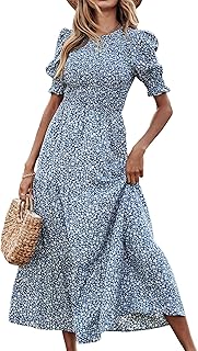 Robe d'été décontractée pour femmes, col rond, slim, volants, manches courtes, imprimé léopard