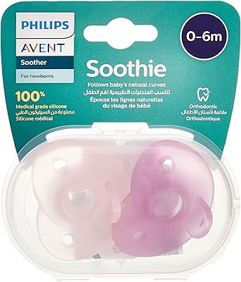 Sucette/sucette en silicone philips avent, 0-6 mois, mixte, 2 pièces, scf099/20