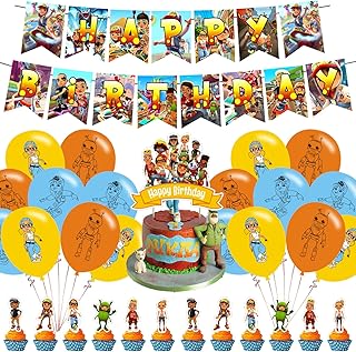 Décorations de fête d'anniversaire en métro, fournitures de fête d'aventure avec bannière joyeux