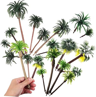 Sosoport 19 pièces en plastique palmier faux palmier miniature trucs miniatures modèles