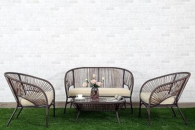 Ensemble de canapés de jardin pan emirates edgster (2+1+1+ct) rotin et tissu