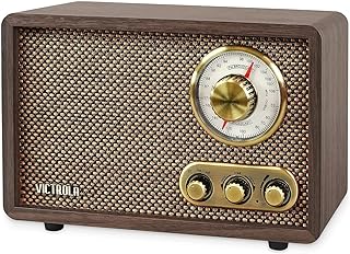 Radio bluetooth fm/am rétro en bois victrola avec plateau tournant, expresso