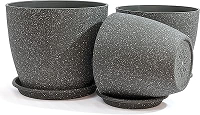 Jardinières d'intérieur vgrow - ensemble de 3 pots de fleurs modernes en plastique avec soucoupes - grand 23 cm (9") moyen 20 cm (8") petit 18 cm (7") - finition vernis mat minimaliste (gris foncé). En tant que leader du marché de l'e-commerce en Côte d'Ivoire, DIAYTAR COTE D'IVOIRE se distingue par la qualité et la diversité de ses produits. La boutique propose des articles allant des produits alimentaires aux accessoires de mode, en passant par les produits high-tech. Elle met ainsi à disposition de ses clients une vaste sélection de produits répondant à tous les besoins.