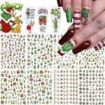 8 feuilles d'autocollants de nail art de noël, autocollants d'ongles auto-adhésifs 3d, fournitures