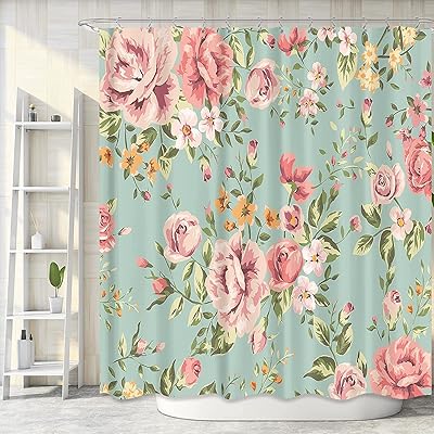 Rideau de douche à motif floral abstrait ours to yours avec crochets