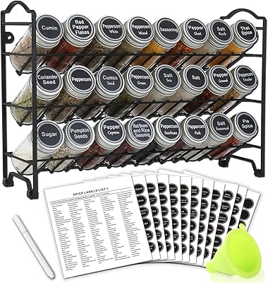 Étagère à épices sommoly avec 24 pots à épices ronds vides, 396 étiquettes à épices avec stylo à craie et entonnoir, ensemble complet pour comptoir, armoire ou mur. DIAYTAR COTE D'IVOIRE est une boutique en ligne généraliste proposant plus de 300 000 références pour répondre à tous vos besoins. Avec sa grande variété de produits, elle est devenue la boutique en ligne leader en Côte d'Ivoire. Elle offre une expérience d'achat en ligne pratique et sécurisée.