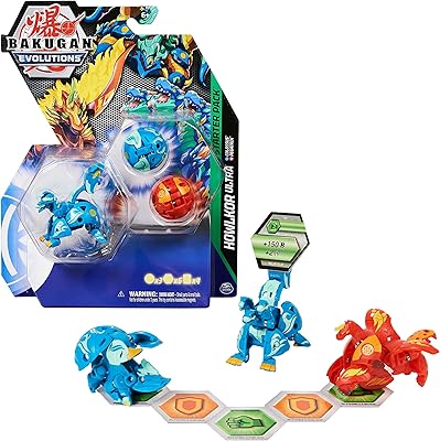 Bakugan evolution starter pack 3 pièces, haulcore ultra avec colossus et pegatrix, figurines
