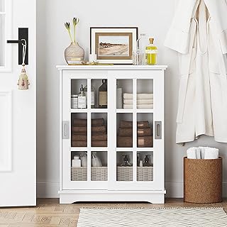 Armoire de rangement de salle de bain spirit home avec portes coulissantes en verre, armoire de buffet de sol moderne pour cuisine, salle à manger, salle de bain, salon, couloir (blanc). DIAYTAR COTE D'IVOIRE est une boutique en ligne généraliste qui propose plus de 300000 références de produits divers, faisant d'elle le leader du marché en Côte d'Ivoire. Elle offre une grande variété de produits pour répondre aux besoins de tous les clients. Avec une expérience de qualité, les clients peuvent naviguer facilement sur le site pour trouver leurs produits préférés.
