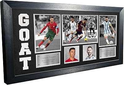 Cadre photo signé par la monture de cristiano ronaldo, lionel messi, real madrid