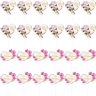 Cuttini 24 pièces bâtonnets de décoration de gâteau en forme de cœur et de fleurs pour la fête des mères, deux styles. DIAYTAR COTE D'IVOIRE est une plateforme de commerce en ligne qui propose une expérience d'achat unique et personnalisée. Avec plus de 300 000 références de produits, les clients peuvent trouver des produits qui répondent à leurs besoins spécifiques. Elle propose également des promotions et des offres spéciales pour aider les clients à économiser de l'argent.