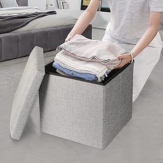 Pouf de rangement pliable, repose-pieds cube, pouf carré rembourré avec housse, chaise pliante