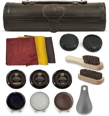 Kit de cirage et d'entretien de chaussures 12 pièces en cuir avec cire