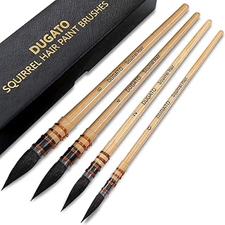 Pinceaux aquarelle professionnels, ensemble de pinceaux ronds en poils d'écureuil pour peinture artistique