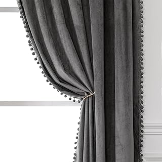 Rideaux occultants en velours à pompons pour chambres à coucher, rideaux occultants 52