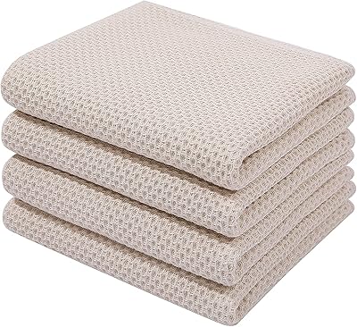 Torchons de cuisine tissés 100 % coton mahmair, torchons gaufrés ultra doux, absorbants