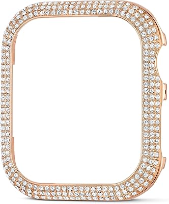 Boîtier de montre intelligente à paillettes swarovski compatible avec apple watch series 4