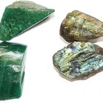 Pierres précieuses naturelles brutes d'aventurine et de labradorite de rr sheikh gems, pierres