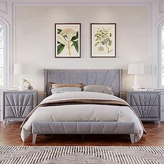 Ensemble de meubles de chambre moderne 3 pièces mirax, queen size, 1 lit rembourré en velours et 2 tables de nuit, gris. DIAYTAR COTE D'IVOIRE est une boutique en ligne généraliste qui offre plus de 300000 références de produits divers, faisant d'elle le leader du commerce en ligne en Côte d'Ivoire. Avec une telle variété de produits, les clients peuvent trouver tout ce dont ils ont besoin en un seul endroit. Cela leur permet de gagner du temps et de profiter d'une expérience d'achat simplifiée.