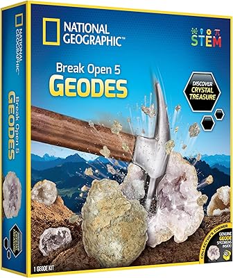 Ensemble de jeu national geographic break open 5 geode, multicolore, rtnggeo5, ensemble scientifique