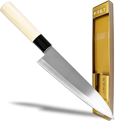 Couteau de cuisine de chef japonais seki japan tsubazu, couteau gyuto en acier
