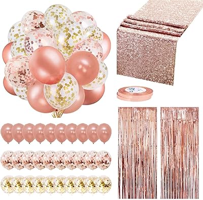 Ensemble de 35 fournitures de décoration de fête avec ballons en or rose